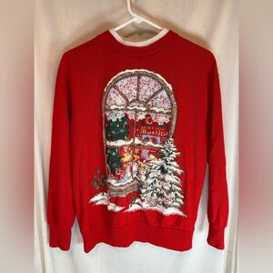 Vintage Nutcracker Red Christmas Sweatshirt Cottagecore Sweater Women’s Small